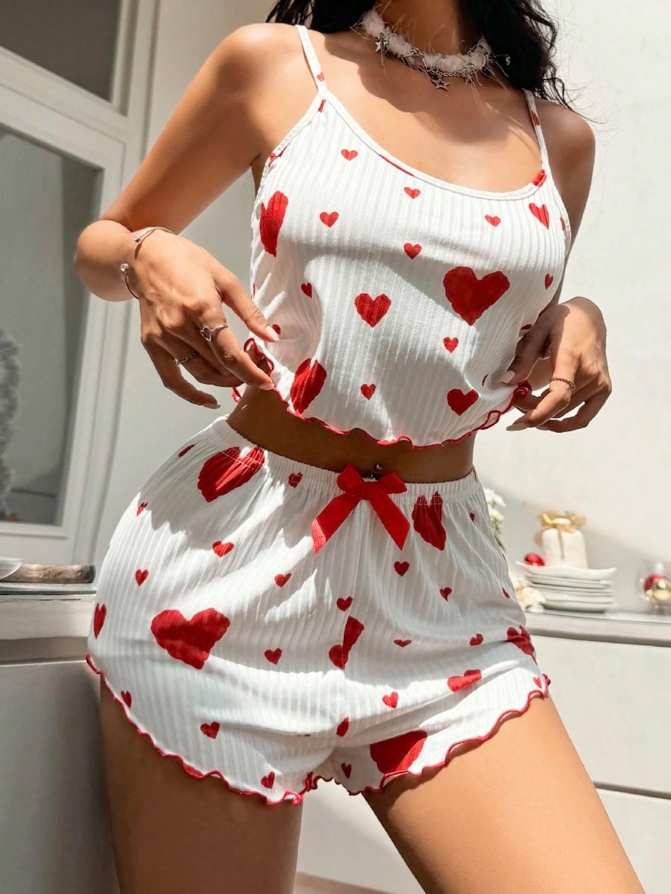 Pijama Feminino Corações